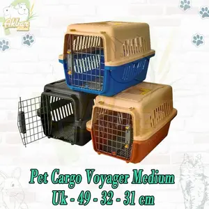 PET CARGO BESAR KANDANG KUCING HEWAN PET CARRIER TERMASUK TRAY UKURAN MEDIUM VOYAGER PET CARRIER ANJING 49X31X32