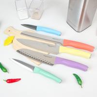 Gambar PRESTON Colorful Knife + Holder Pisau Dapur Premium Stainless Steel Anti Karat - MN - PISAU ROTI dari manolistore Kota Surabaya 4 Tokopedia