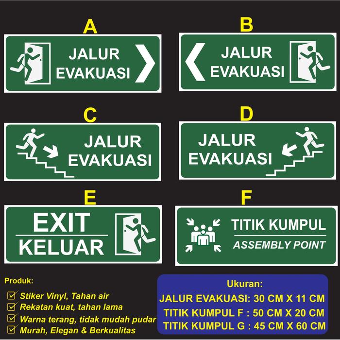 Jual Rambu Jalur Evakuasi / Stiker Jalur Evakuasi /Sticker Rambu Jalur ...