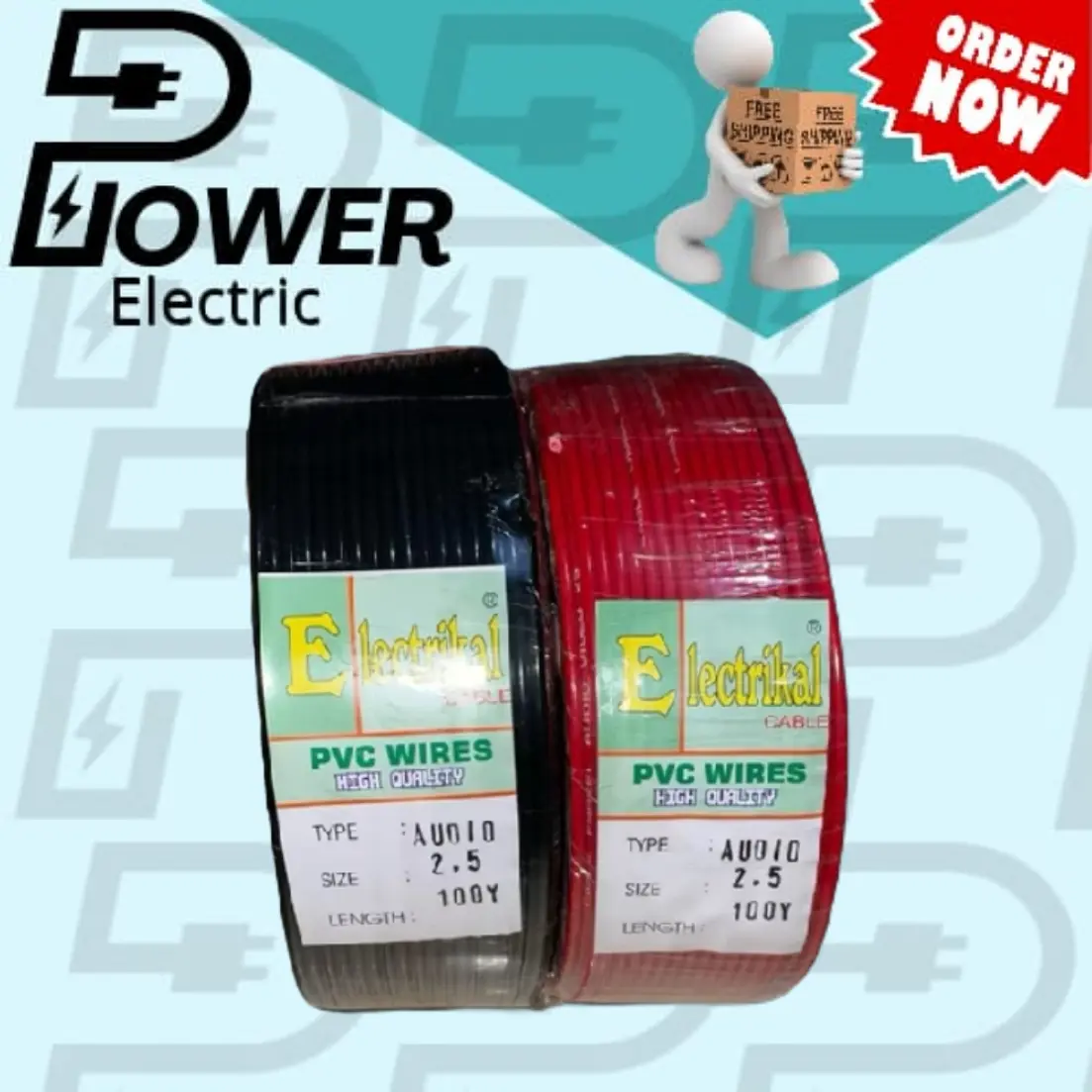 Power Electric Kabel Tunggal NYA 2.5 mm² Hitam Merah 100 Yard Kualitas Bagus untuk Instalasi Listrik Perumahan
