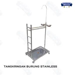 Tangkringan Burung Stainless Steel Ada Gantungan Mainan