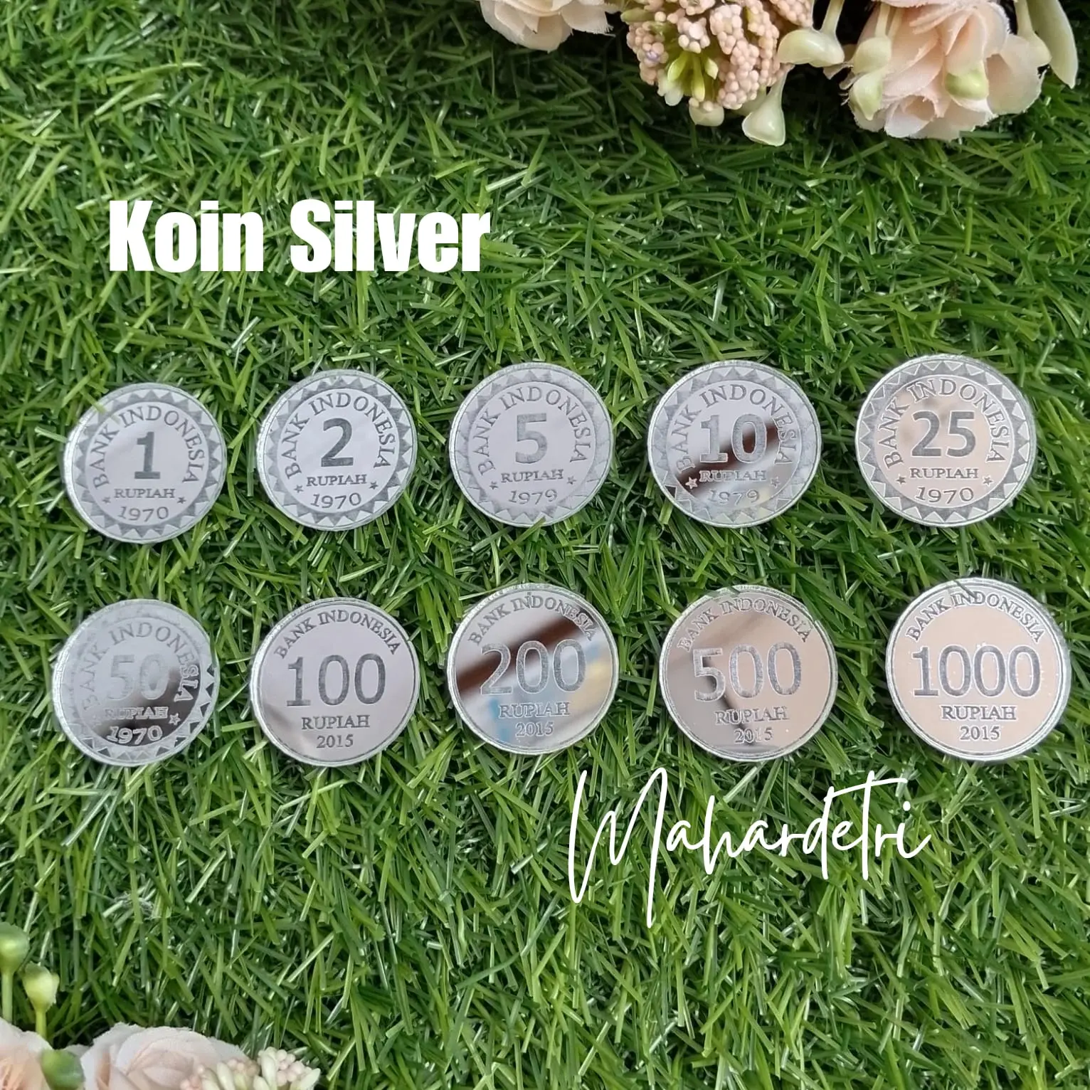 Replika Koin Kuno 1,2,5,10 rupiah bahan Akrilik SILVER