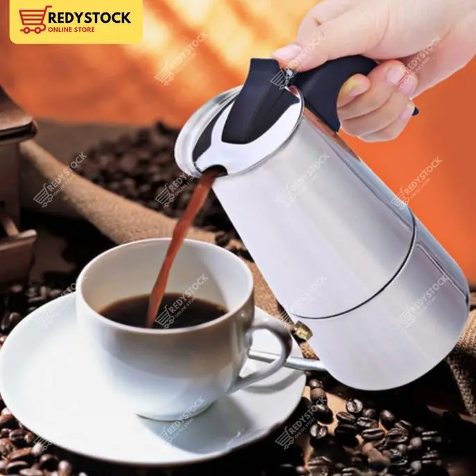 PAKET MOKA POT STAINLESS + TATAKAN KOMPOR SIMMER RING | ALAT KOPI BERKUALITAS