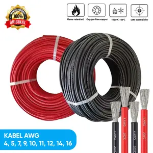 Kabel AWG Hitam Merah 4 5 7 10 11 12 13 14 15 16 ALLWELL Serabut Tembaga Instalasi Listrik 1 Meter