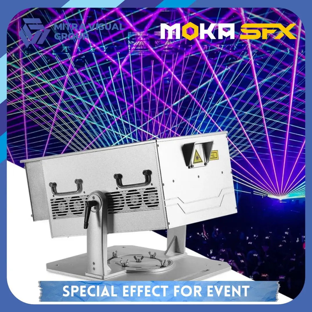MOKA SFX MK-LSP20 Lampu Laser Tahan Air RGB 20W dengan Flight Case 2 in 1 untuk Acara Pernikahan Bar dan Aktivitas Luar Ruangan