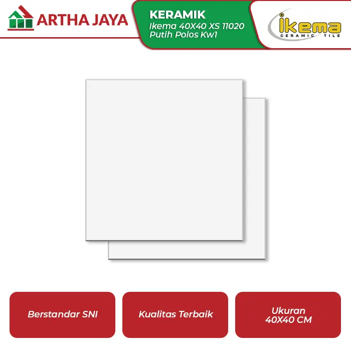 Ikema Keramik Lantai 40X40 XS 11020 KW1 Putih Polos 0