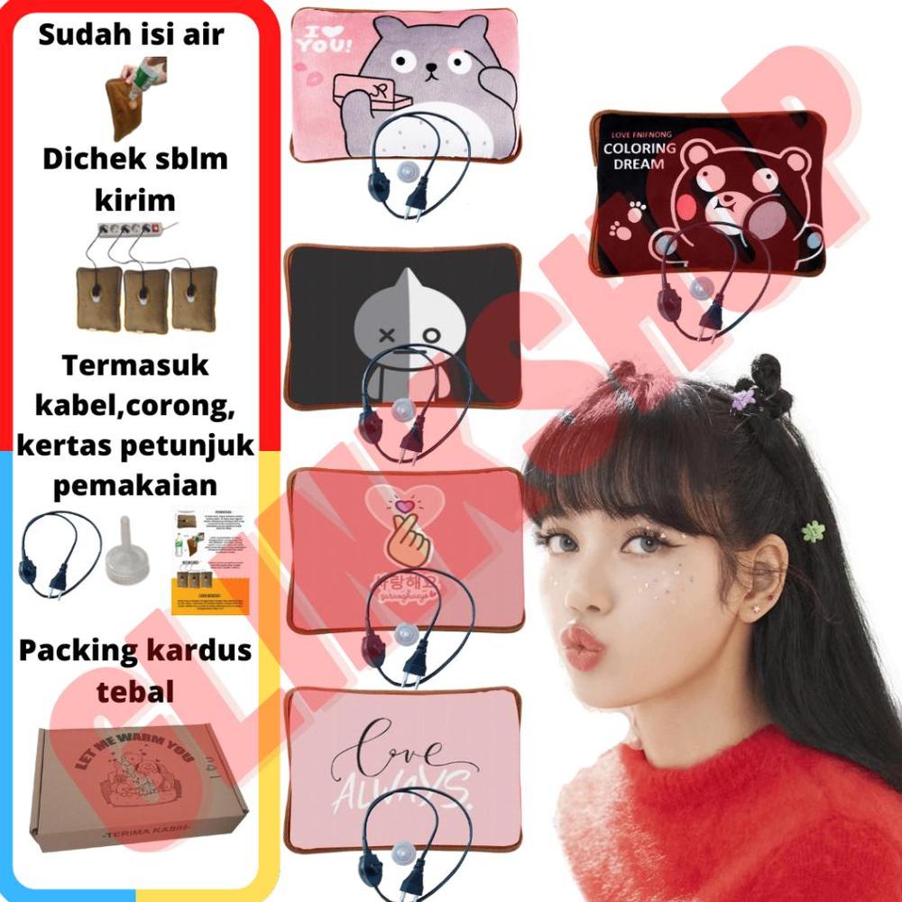 Terlaris!!! Bantal Penghangat Karakter Pink I Love You, Pereda Nyeri Haid Menstruasi Terapi Air Panas - Rabbit Couple