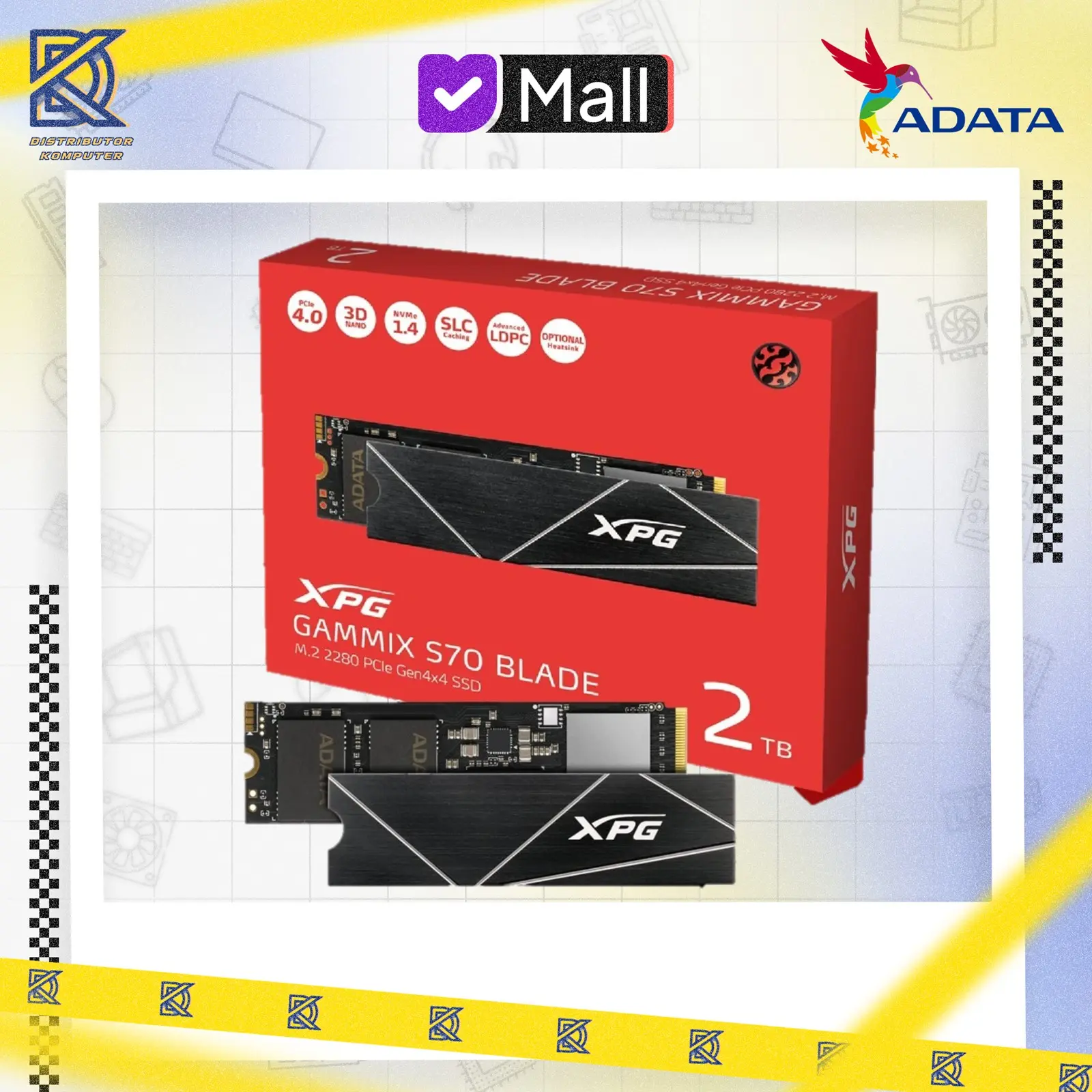 ADATA SSD XPG GAMMIX S70 BLADE 2TB PCIe Gen4x4 M.2 2280