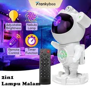 Frankybee 2in1 Proyektor Galaxy Astronot Lampu Astronaut Aurora Lamp Speaker Malam Bintang Nebula Hiasan Ruangan dengan Remote Kontrol & Timer Function Adjustable Brightness Bahan Berkualitas