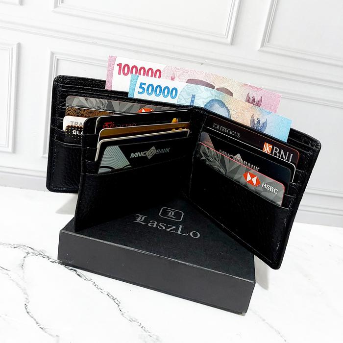 Gambar Dompet pria kulit trifold black mill smooth Laszlo genuine leather wallet 373L dari Fiorenza Bags Kota Administrasi Jakarta Pusat Tokopedia