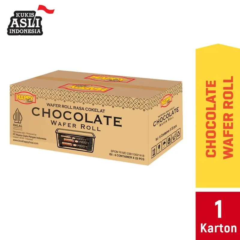 Happy Time Astor Chocolate Wafer Roll Premium (1 Karton Isi 6 Box) 0
