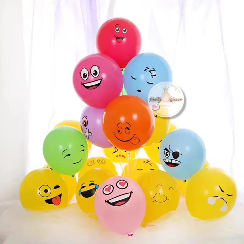 Balon Latex Emoticon Mix / Balon Emoji Warna Warni 12inch Ecer 2