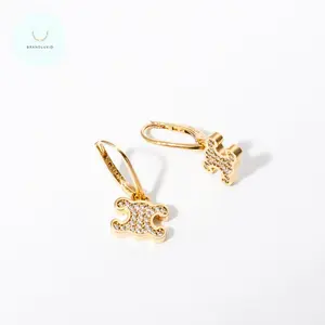 Celine Triomphe rhinestone and crystals earrings Gold