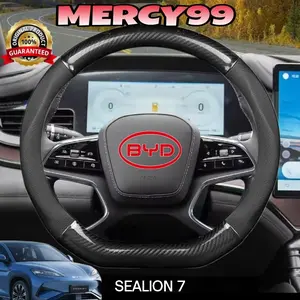 Cover Stir Sarung Setir Carbon Karbon Kulit Premium Mobil BYD SEALION 7 2025 2026 D Shape Flat Bottom