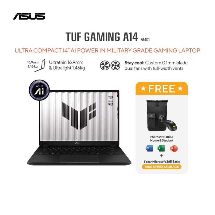 Gambar Asus TUF Gaming A14 FA401UU-R745G6G-OM [R7-8845HS|RTX 4050|RAM 16GB|SSD 512GB|Win11|OHS21+365] dari megacom.id Kota Administrasi Jakarta Pusat Tokopedia