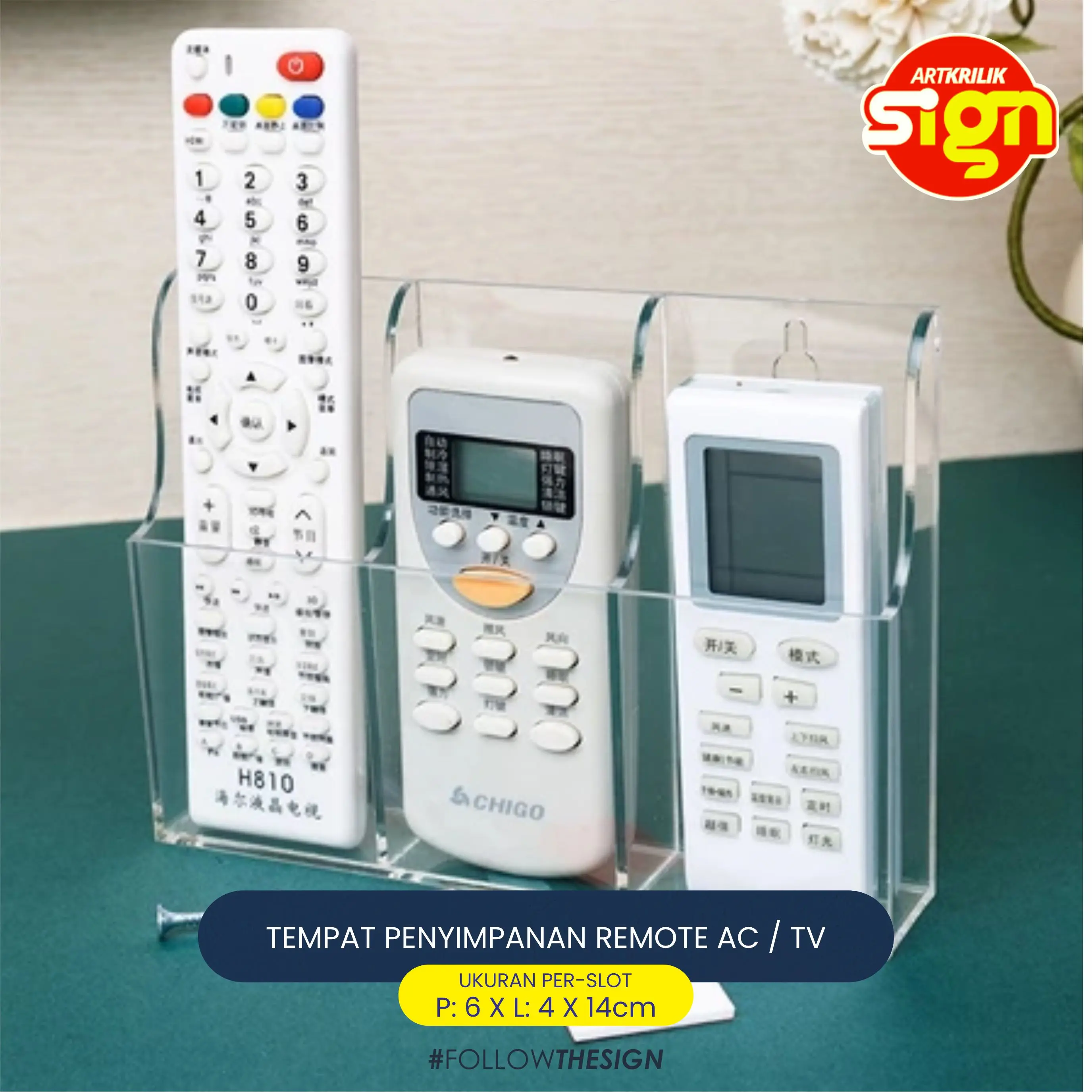 TEMPAT PENYIMPANAN REMOTE AC | TEMPAT REMOTE TV - 3 slot remote