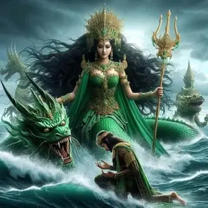 Tergacor Lukisan Cetak NYI RORO KIDUL Ukuran JUMBO 100x70cm & 150x100cm & 200x100cm/Poster Cetak/Hiasan Dinding/TANPA BINGKAI Terbaik