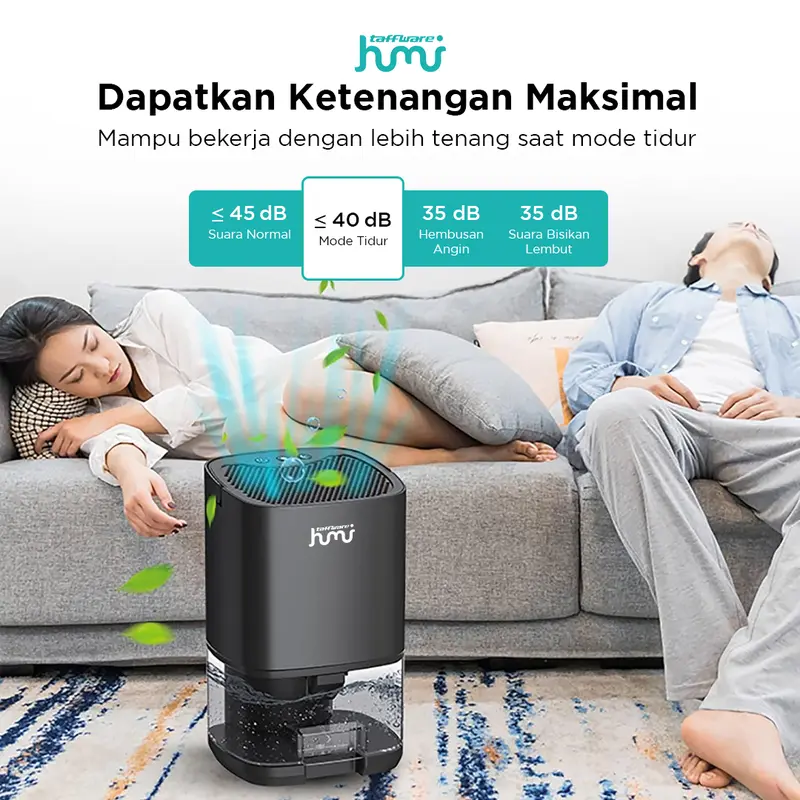 Dehumidifier 2in1 Moisture Absorber Anion Purification 1L 14W Hitam H2102 Taffware HUMI 1