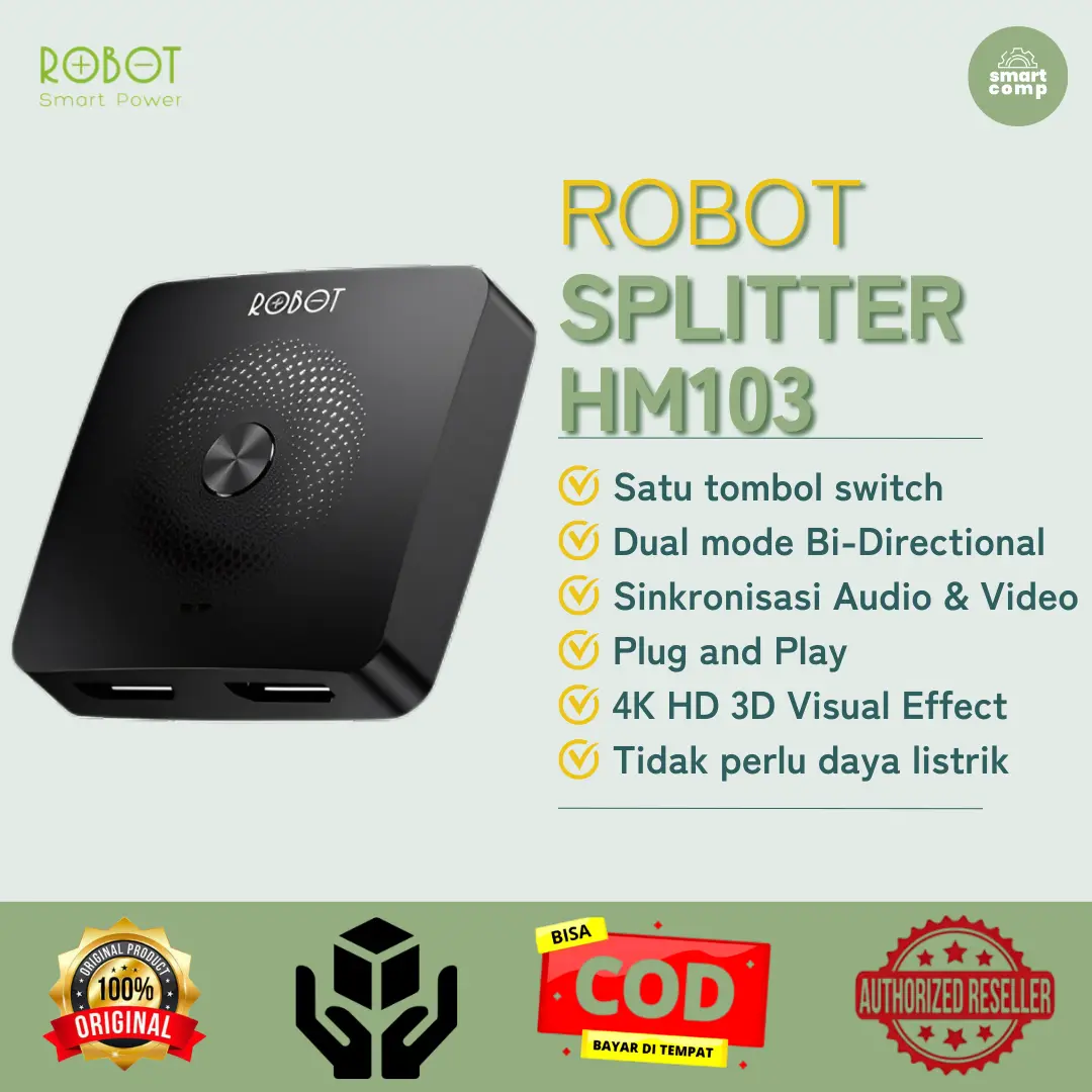 Robot HM103 HDMI Switch and Splitter 2in1 4K 1out / 1in 2out