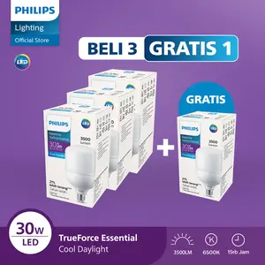 PROMO Beli 3 Gratis 1 Lampu Philips Bohlam Radiantline TrueForce Essential 30W Putih jumbo