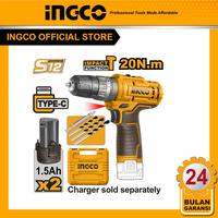 Gambar INGCO 12V Bor Impact Cordless 2 Kecepatan dengan 1 Pcs Bit Cr-V 65mm, 3 Pcs Mata Bor Masonry, dan 2 Pcs Paket Baterai 1.5Ah untuk Pengencangan dan Pengeboran - Model CIDLI12202 dari INGCO INDONESIA Kota Administrasi Jakarta Pusat 1 Tokopedia