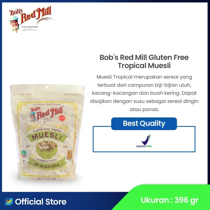 Gambar Bob's Red Mill Gluten Free Muesli 396 gr (old country muesli, tropical muesli) menu sarapan sehat, organik - Tropical dari Healthy Choice Indonesia_NEW Kota Administrasi Jakarta Pusat 5 Tokopedia