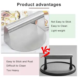 Stainless Burger Press Bacon Press Cetakan burger daging beef Professional Burger Press for Griddle Grill Press Non-Stick