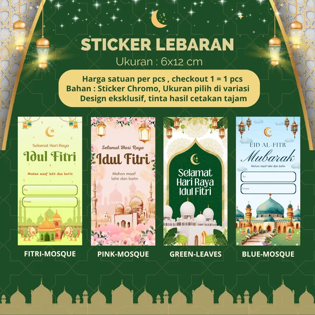 Sticker Idul Fitri 12x6cm Toples Lebaran Label Kue Box Hampers Hapunni