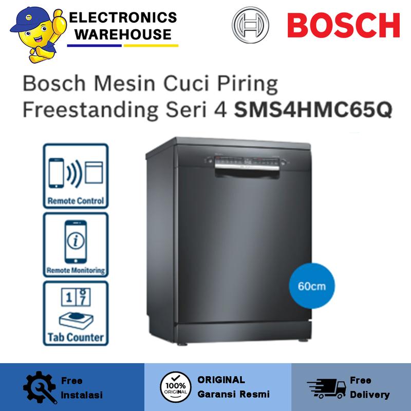 Bosch SMS4HMC65Q Free-Standing Dishwasher 60cm Black Inox Seri