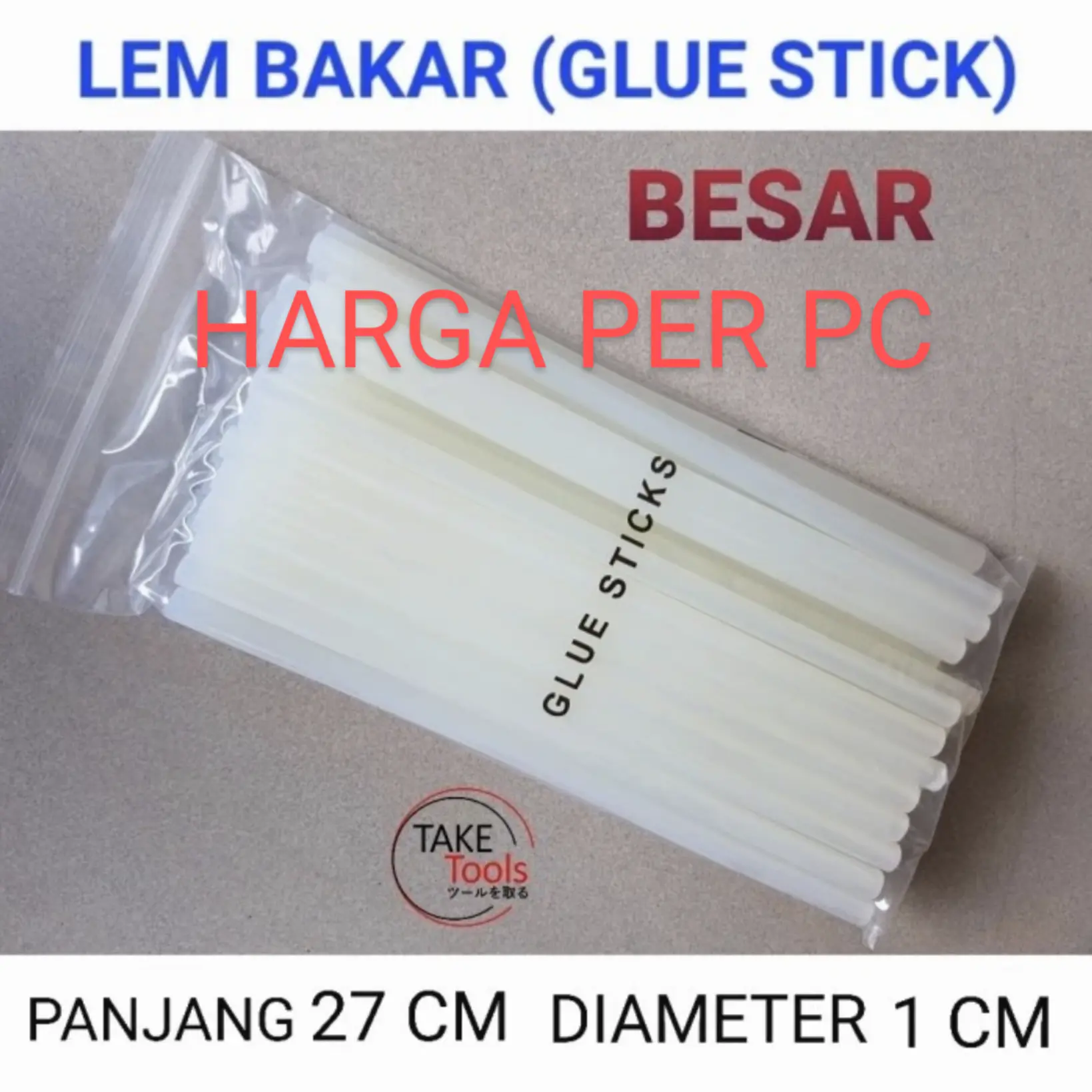 Glue Stick / Lem Bakar Besar ( Panjang 27 CM, Diameter 1 CM ) HARGA PER PCS