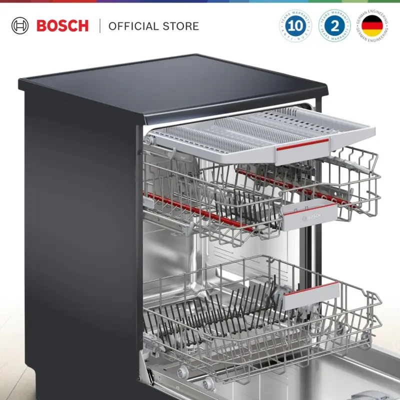 Bosch SMS4HMC65Q Free-Standing Dishwasher 60cm Black Inox Seri