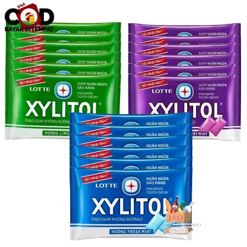 Lotte Xylitol Renceng Isi 10 x 8,7gr Permen Karet Bebas Gula Jeruk Nipis Mint Fresh Mint Blueberry Mint Permen Sugar Free Snack Cemilan Anak Halal