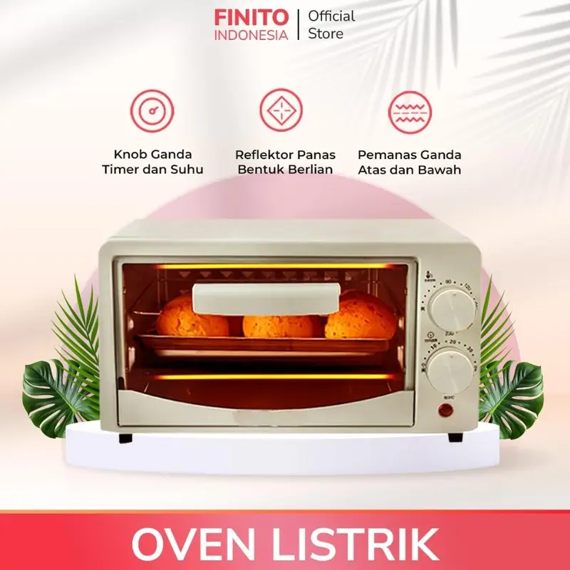 Oven listrik / Pemanggang makanan / Penghangat Makanan finito 12L & LOWWAT 4