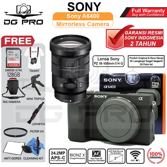Gambar Sony Alpha A6400 + Sony E PZ 18-105mm F4 G OSS Lens Mirrorless Camera dari DG PRO KAMERA Kota Administrasi Jakarta Pusat 5 Tokopedia