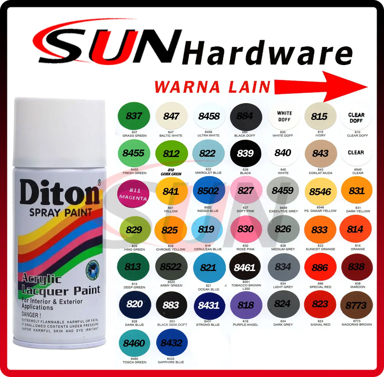 Pilox DITON 300 ml Pilok Silver Black Flat White red Clear yellow pink