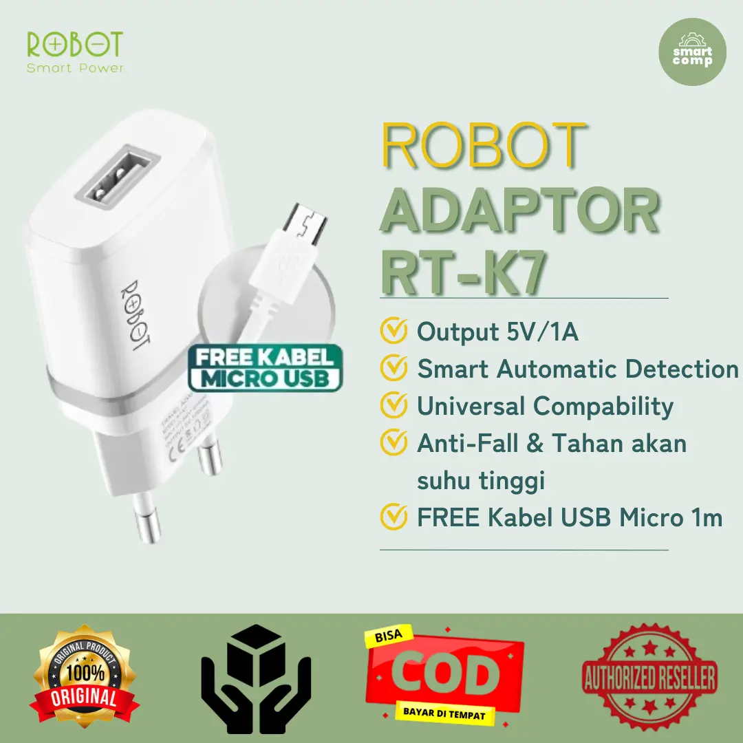 Robot Adaptor RT-K7 5V/1A Fireproof Charger+Micro USB Cable