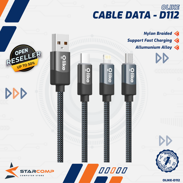 Gambar Olike D112 Data Cable Fast Charging Micro Type C Lightning D112M D112C D112L - Type C dari Starcomp Semarang Kota Semarang Tokopedia