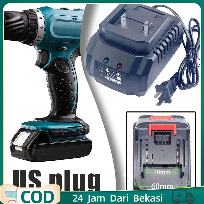 Charger Makita Lithium Bor 21v / Charger Bor Baterai Makita / Charger Makita Adaptor Impact Wrench Kabel Cas 21v - 48v