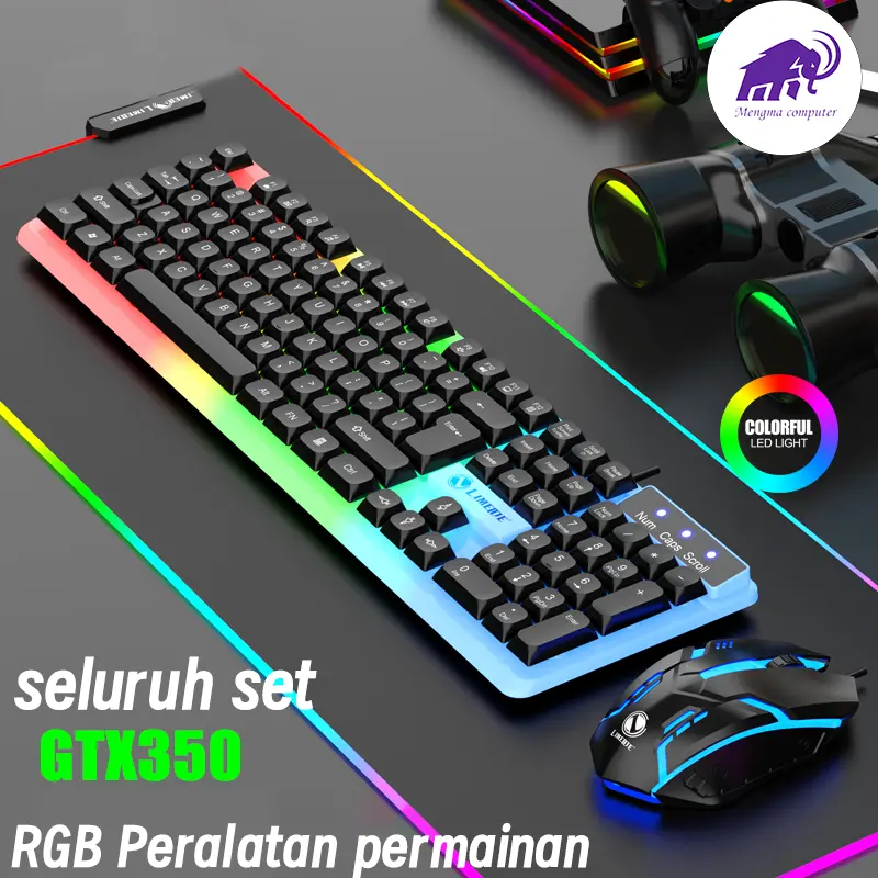 Kombo Keyboard Mouse Gaming MENGMA dengan Lampu RGB untuk PC Desktop