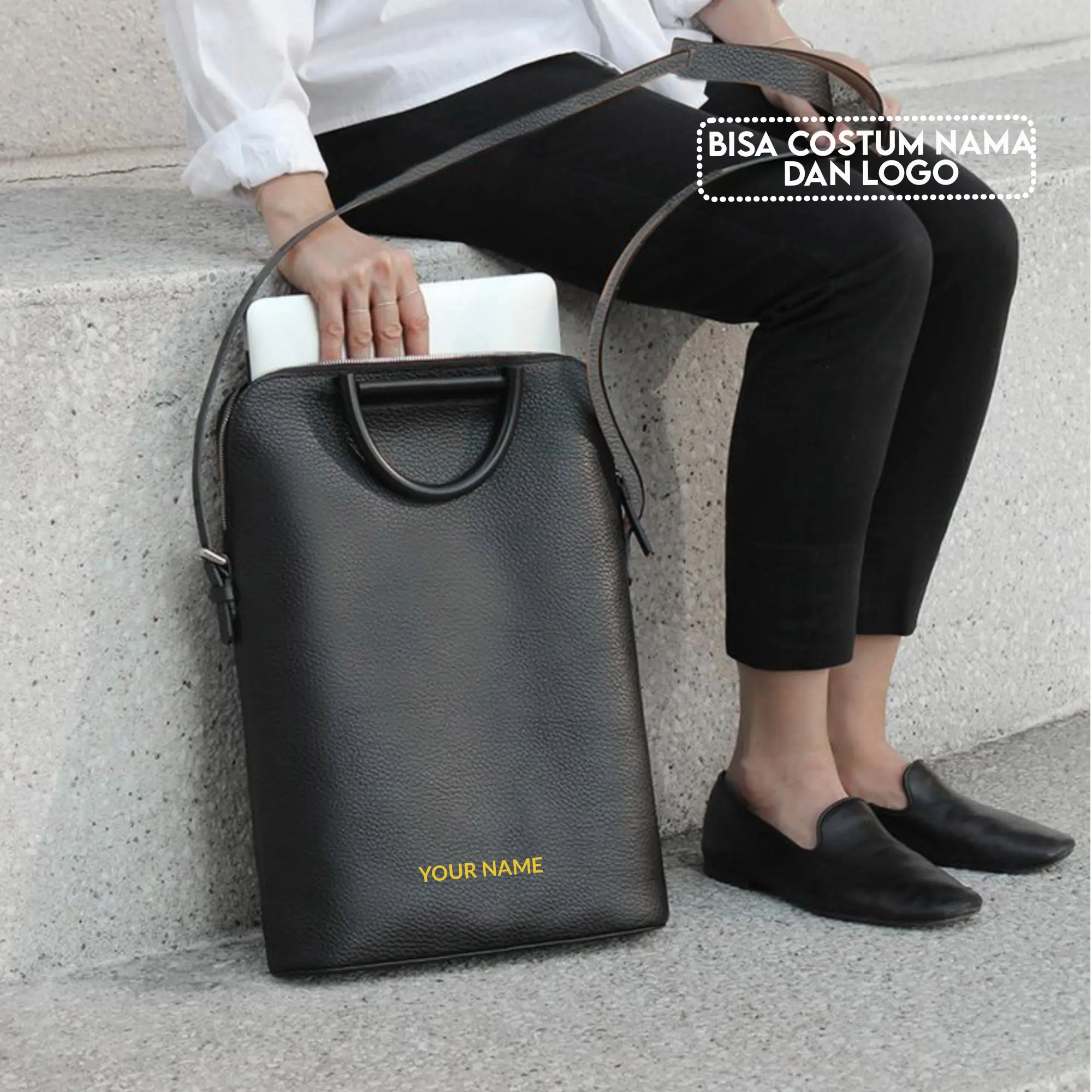 Tas Kerja Business Bag CEO1 Tas Kulit Costum Nama Logo