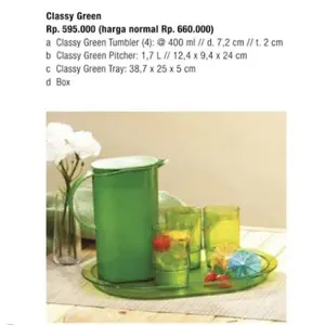 Teko Gelas Set Nampan Tupperware Classy Green