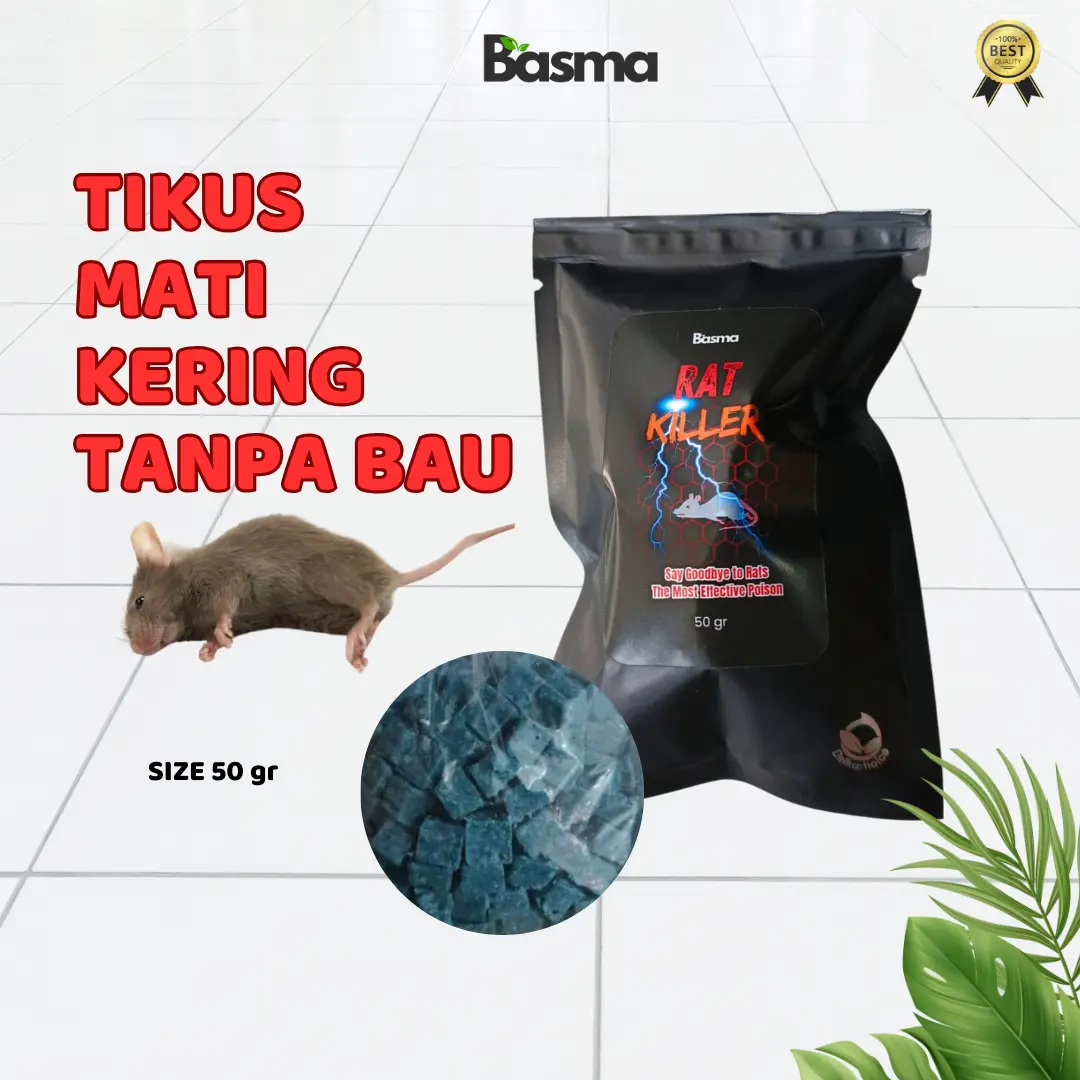 Basma Rat Killer Racun Tikus Pembasmi Tikus Umpan Tikus Obat Tikus Ampuh Mati Kering Tanpa Bau Siap Pakai Kemasan 50 gr