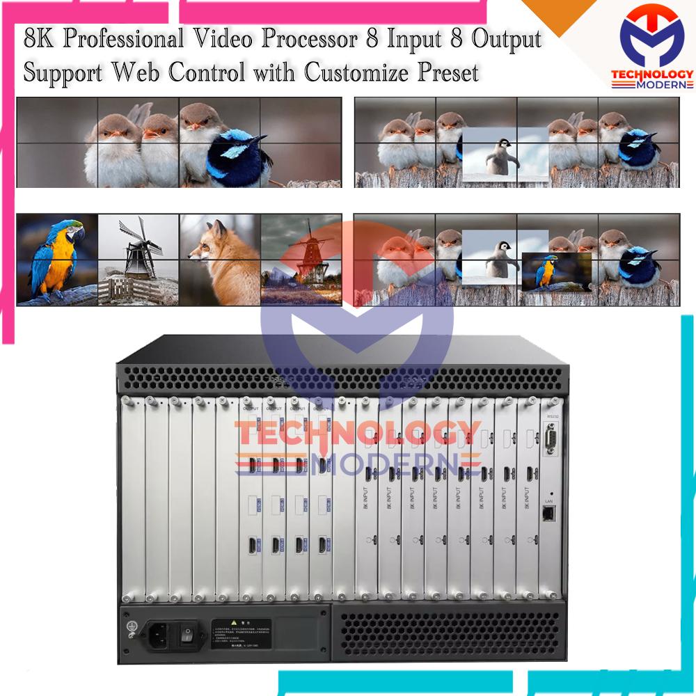 8K Professional Video Processor 8 Input 8 Output Support Web Control & Customize Preset With Video Wall Controller 2x4 For 8 Monitors