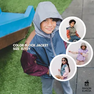 Maison Elmesa Jacket Color Block - Size 8/10Y (Water Repellent)