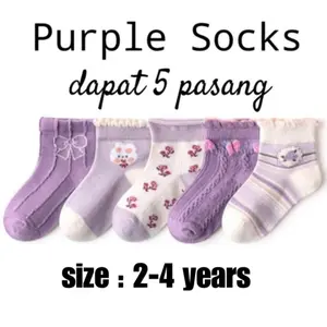 Kaos kaki anak Ungu 3-6 tahun purple kids girl socks cewek perempuan
