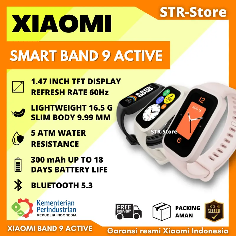 XIAOMI SMART BAND 9 ACTIVE GARANSI RESMI XIAOMI SMART BAND 9 ACTIVE JAM TANGAN PINTAR XIAOMI - XIAOMI SMART BAND 9 ACTIVE