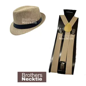 Paket Topi Fedora dan Suspender Pria capit 3 banyak warna