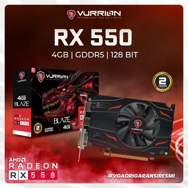 VGA Card VURRION AMD RADEON RX 550 4GB GDDR5 128Bit - Shop | Tokopedia