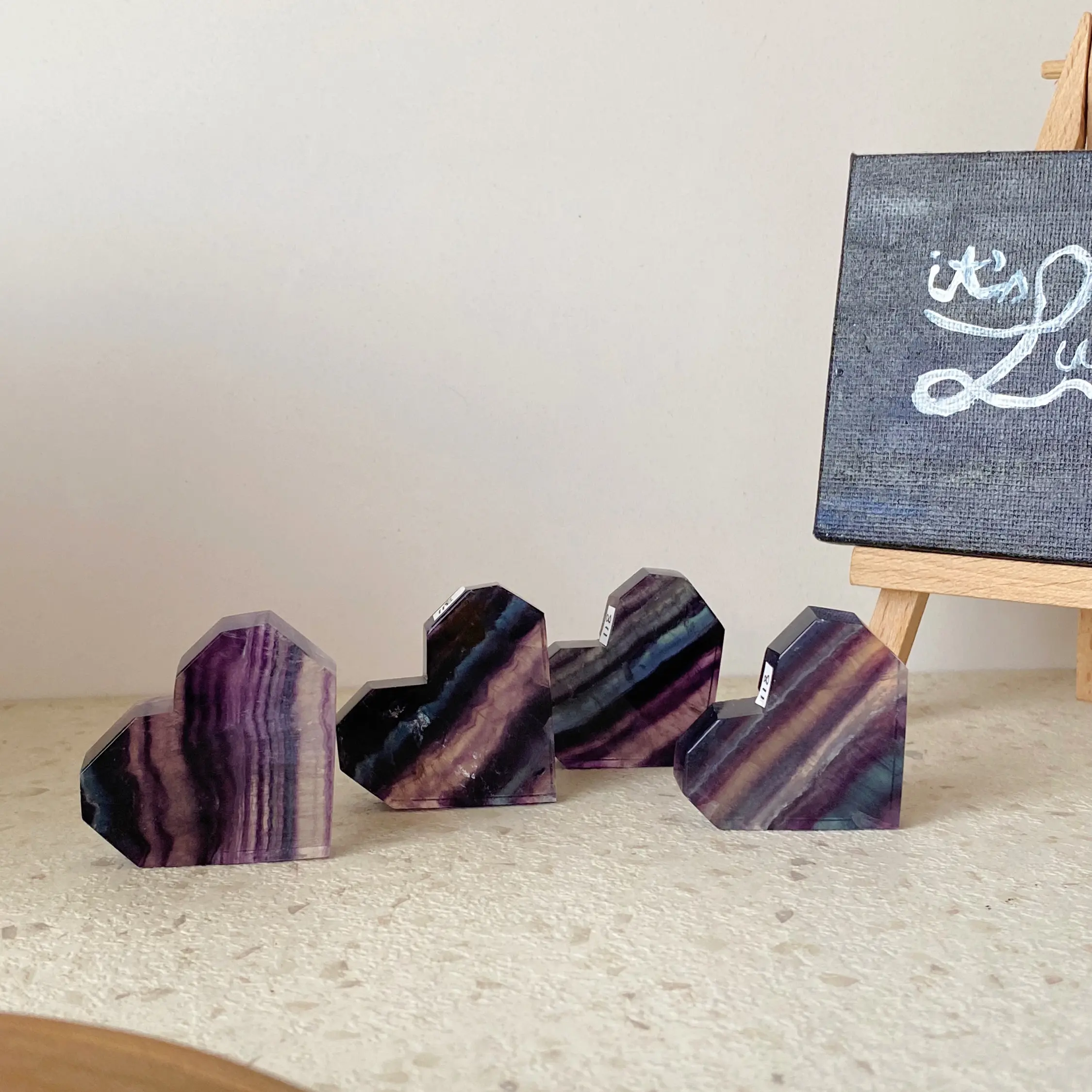 Rainbow Fluorite natural crystal faceted heart