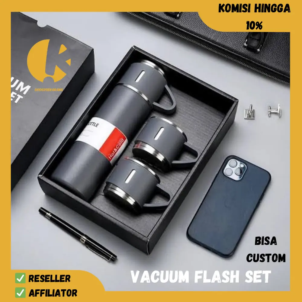 Set Tumbler Vacuum Flash Stainless Steel SUS 304 Kapasitas 500ml